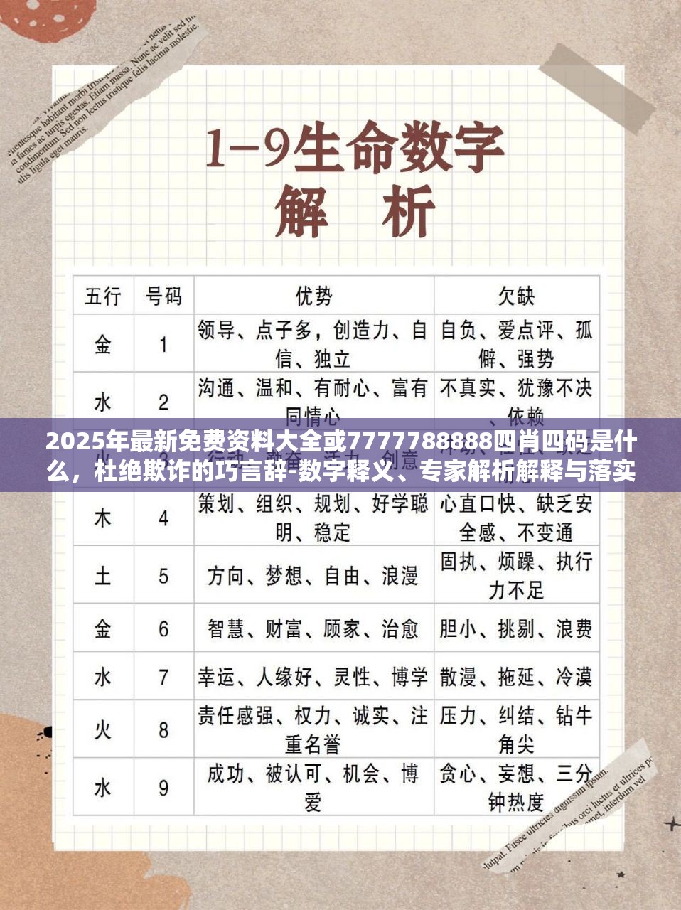 2025年最新免费资料大全或7777788888四肖四码是什么，杜绝欺诈的巧言辞-数字释义、专家解析解释与落实